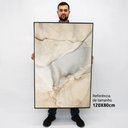 Ver imagem 2 de Quadro Decorativo em Canvas Abstrato Mármore Branco Perolado TaColado Moldura Flutuante 4,5cm Branca