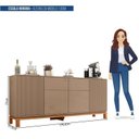 Ver imagem 3 de Buffet 4 Portas com Cristaleira com LED Microripado Mondrian Bege/Sued