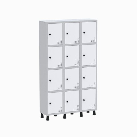 Armário Locker Guarda Volume Aço Light 12 Portas 103,5x179,5cm Verde/Cinza