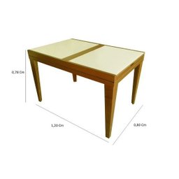 Mesa de Jantar Retangular Extensível com Tampo de Vidro Gênova Mel e Off White - 2