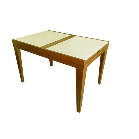 Mesa de Jantar Retangular Extensível com Tampo de Vidro Gênova Mel e Off White