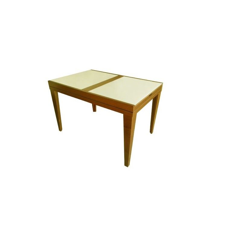 Mesa de Jantar Retangular Extensível com Tampo de Vidro Gênova Mel e Off White