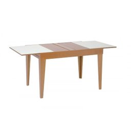 Mesa de Jantar Retangular Extensível com Tampo de Vidro Gênova Mel e Off White - 3