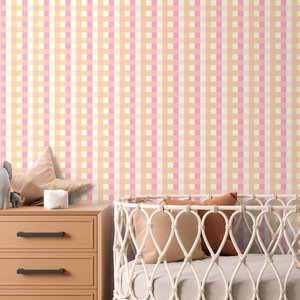 Papel de Parede Infantil Xadrez Vichy Chiclete