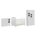 Ver imagem 3 de Quarto de Bebê Berço 3 em 1, Guarda-Roupa e Cômoda com Janelas 100% MDF Nina Espresso Móveis Branco/Brilho