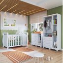 Ver imagem 2 de Quarto de Bebê Berço 3 em 1, Guarda-Roupa e Cômoda com Janelas 100% MDF Nina Espresso Móveis Branco/Brilho