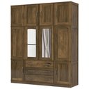 Ver imagem 2 de Guarda-Roupa Casal Paris 10 Portas 3 Gavetas com Espelho Madeira Maciça Castanho 1333 - Lanes