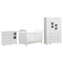 Quarto de Bebê Berço 3 em 1, Guarda-roupa e Cômoda com Janelas 100% MDF Nina Espresso Móveis - 3