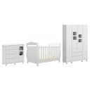 Ver imagem 3 de Quarto de Bebê Berço 3 em 1, Guarda-Roupa e Cômoda com Janelas 100% MDF Nina Espresso Móveis Branco/Brilho