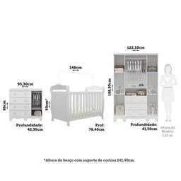 Quarto de Bebê Berço 3 em 1, Guarda-roupa e Cômoda com Janelas 100% MDF Nina Espresso Móveis - 4