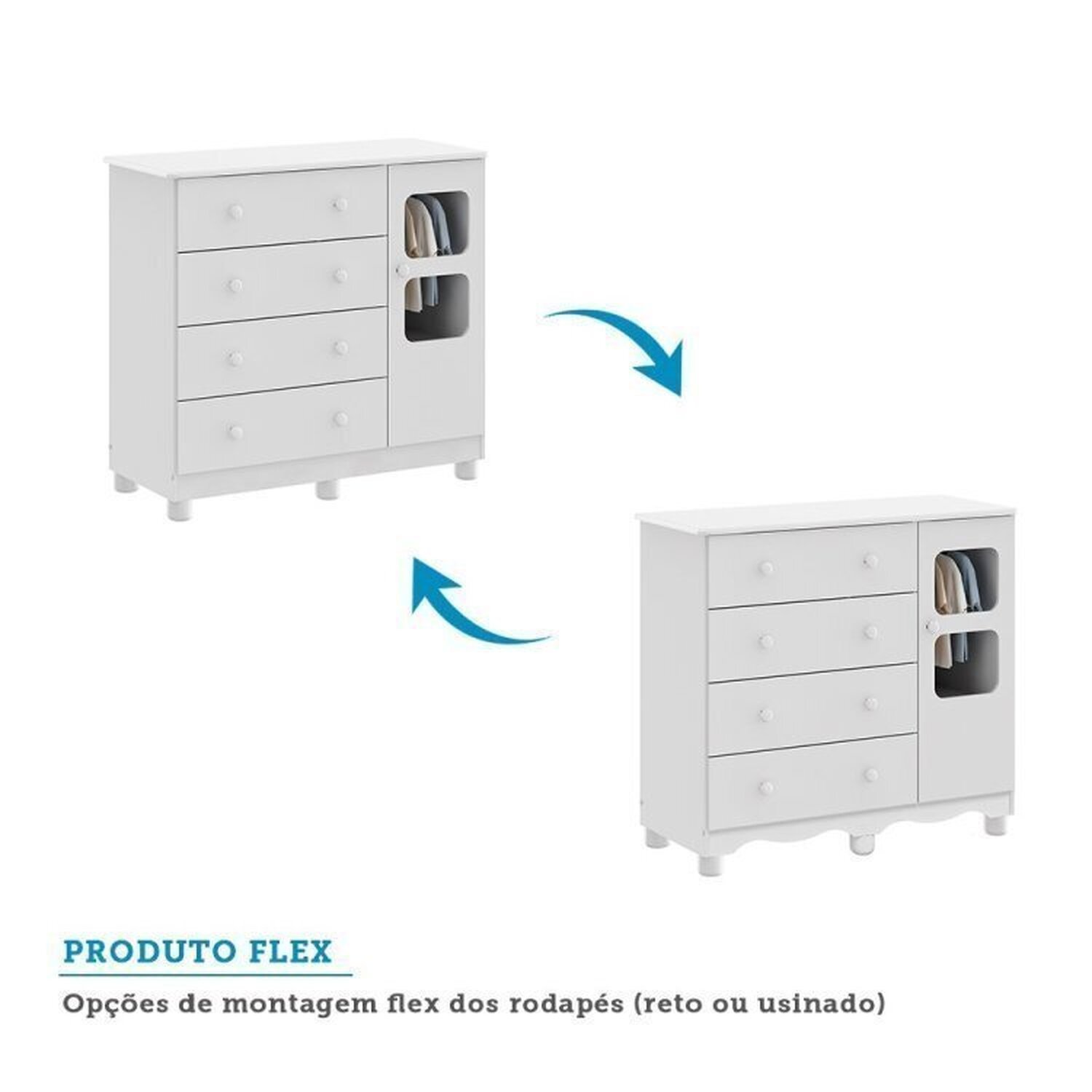 Quarto de Bebê Berço 3 em 1, Guarda-roupa e Cômoda com Janelas 100% MDF Nina Espresso Móveis - 9