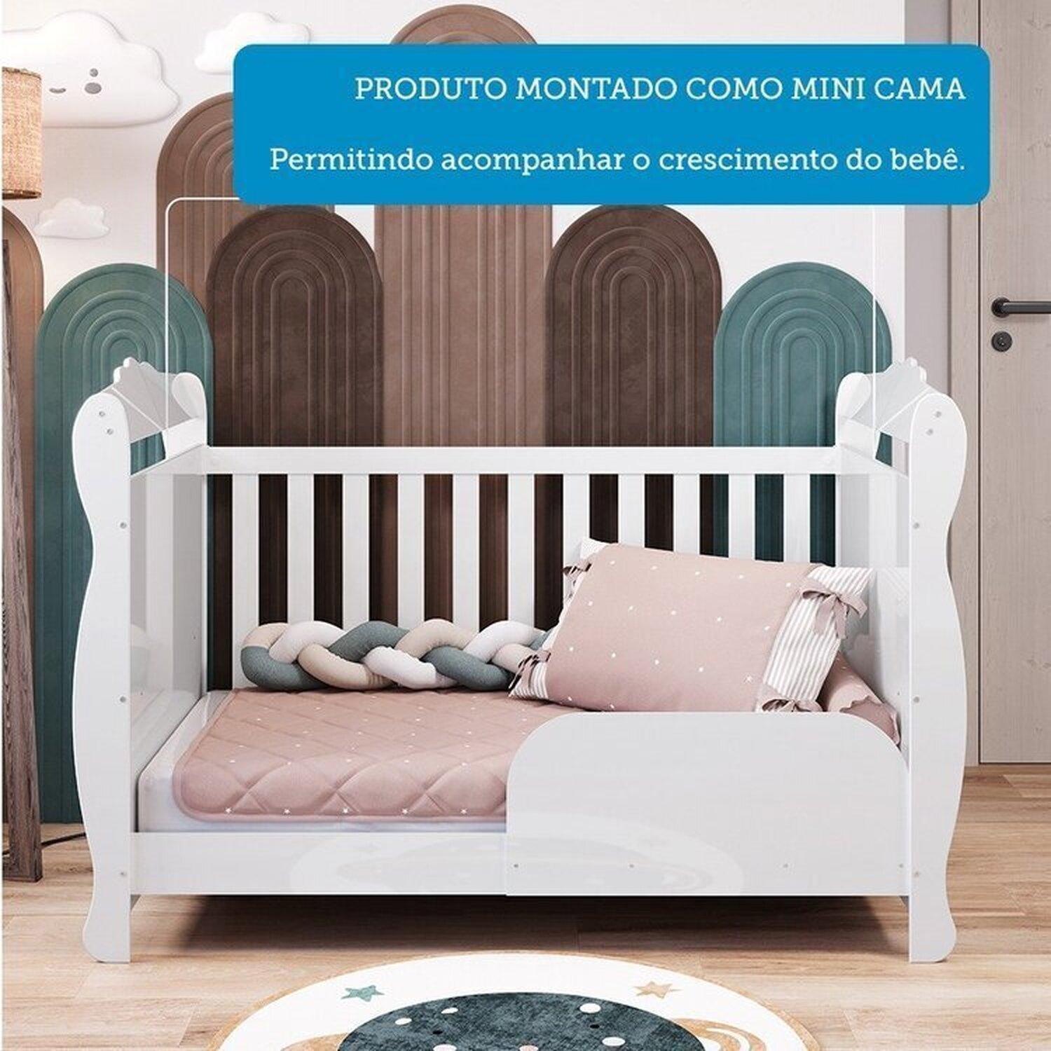 Quarto de Bebê Berço 3 em 1, Guarda-roupa e Cômoda com Janelas 100% MDF Nina Espresso Móveis - 7