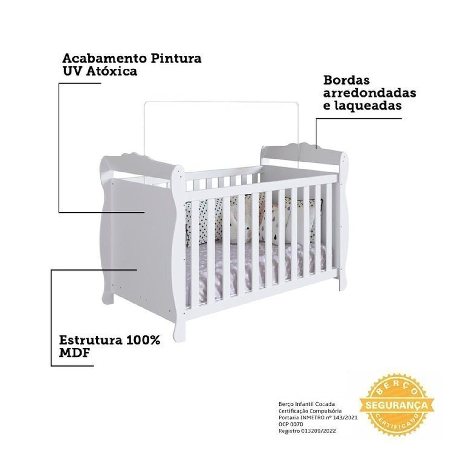 Quarto de Bebê Berço 3 em 1, Guarda-roupa e Cômoda com Janelas 100% MDF Nina Espresso Móveis - 5