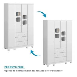 Quarto de Bebê Berço 3 em 1, Guarda-roupa e Cômoda com Janelas 100% MDF Nina Espresso Móveis - 8