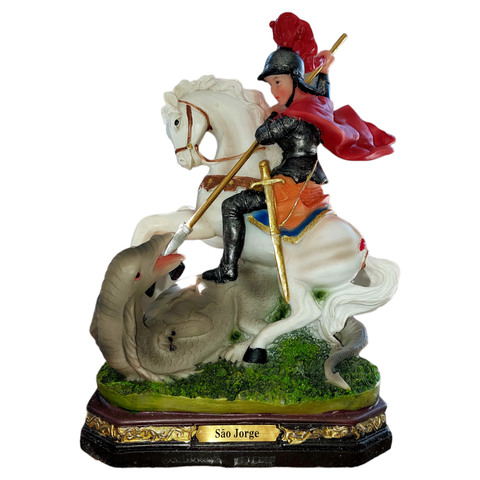 Imagem Santo São Jorge Guerreiro Resina 20cm Rica em Detalhe