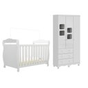 Ver imagem 3 de Quarto de Bebê com Guarda Roupa 3 Portas com Janelas e Berço Americano Nina 100% MDF Espresso Móveis Branco/Brilho