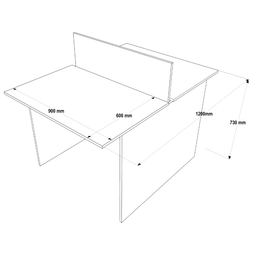 Plataforma de Trabalho 2 Lugares 90x120cm Cor:preto - 3