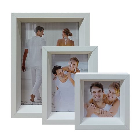 Kit 3 Porta Retrato Vertical Foto Moldura Luxo:Moldura Branca com Acrílico