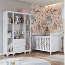 Ver imagem 2 de Quarto de Bebê com Guarda Roupa 4 Portas com Janelas e Berço Americano Nina 100% MDF Espresso Móveis Branco/Brilho