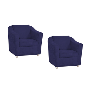 Kit 02 Beatriz confort azul marinho suede para sala de estar,salão escritoria Dalaqua-Decor