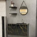 Ver imagem 4 de Papel de Parede Mármore Luna Imperial Preto Dourado Vinil Adesivo Impermeável Pia Box Mesa Banheiro