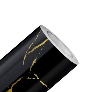 Papel de Parede Mármore Luna Imperial Preto Dourado Vinil Adesivo Impermeável Pia Box Mesa Banheiro