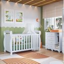 Ver imagem 2 de Quarto de Bebê Cômoda 1 Porta com Janelas e Berço Americano Nina 100% MDF Espresso Móveis Branco/Brilho