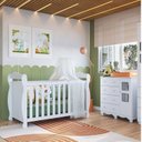 Ver imagem 1 de Quarto de Bebê Cômoda 1 Porta com Janelas e Berço Americano Nina 100% MDF Espresso Móveis Branco/Brilho