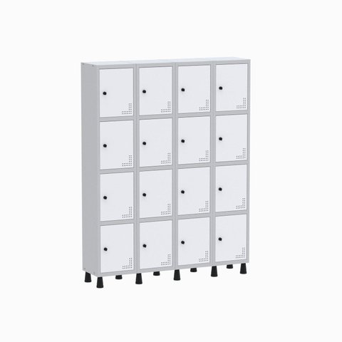 Armário Locker Guarda Volume Aço Light 16 Portas 138x179,5cm Verde/Cinza
