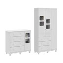 Ver imagem 3 de Quarto Infantil com Guarda Roupa 3 Portas e Cômoda 1 Porta com Janelas Mimo 100% MDF Espresso Móveis Branco/Brilho