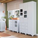 Ver imagem 1 de Quarto Infantil com Guarda Roupa 3 Portas e Cômoda 1 Porta com Janelas Mimo 100% MDF Espresso Móveis Branco/Brilho