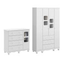 Ver imagem 3 de Quarto Infantil com Guarda Roupa 4 Portas e Cômoda 1 Porta com Janelas Mimo 100% MDF Espresso Móveis Branco/Brilho