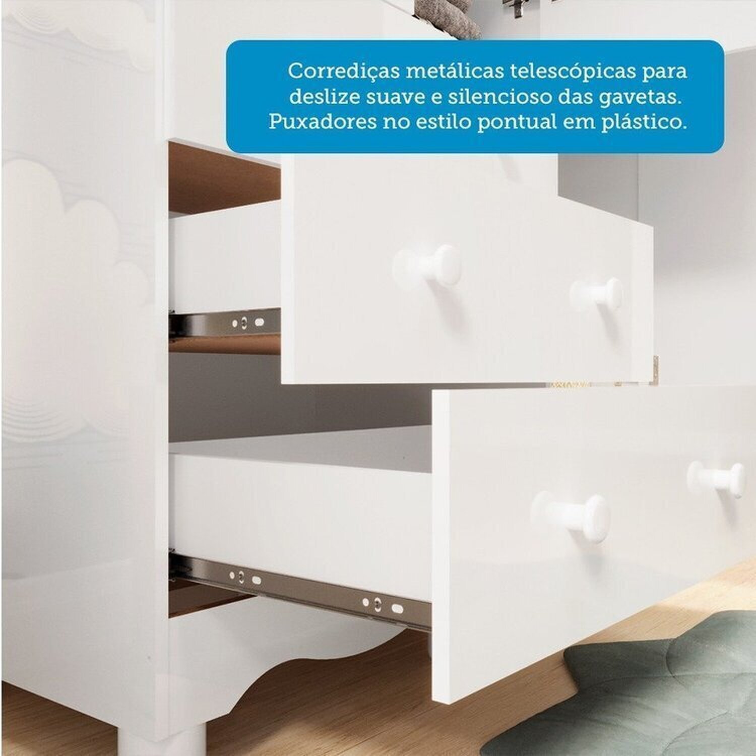 Quarto Infantil com Guarda Roupa 4 Portas e Cômoda 1 Porta com Janelas Mimo 100% Mdf Espresso Móveis - 7