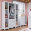 Ver imagem 2 de Quarto Infantil com Guarda Roupa 4 Portas e Cômoda 1 Porta com Janelas Mimo 100% MDF Espresso Móveis Branco/Brilho