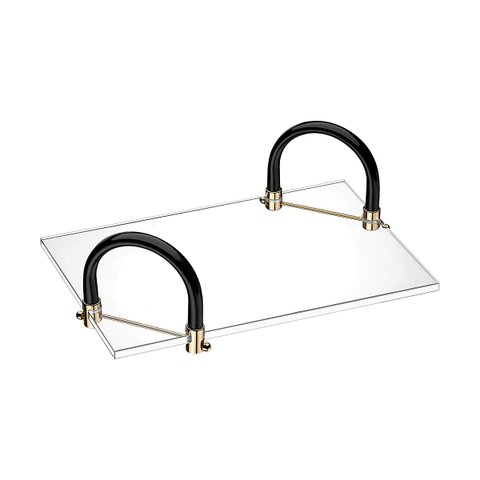 Bandeja de Acrílico Hara Kira com 2 Alças 31x21x11 Cm:alça Cor Preta