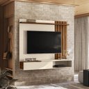 Ver imagem 1 de Home Suspenso Vegas 1,60m Tvs 65'' Nichos Painel Lateral Ripado com Porta Basculante - Perola
