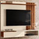 Ver imagem 6 de Home Suspenso Vegas 1,60m Tvs 65'' Nichos Painel Lateral Ripado com Porta Basculante - Perola