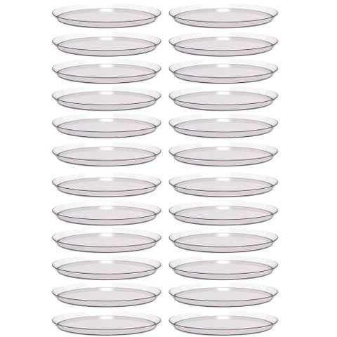 Kit 24 Bandejas Redondas 34cm Poliestireno Doce Salgado Buffet Incolor Crippa Glassy