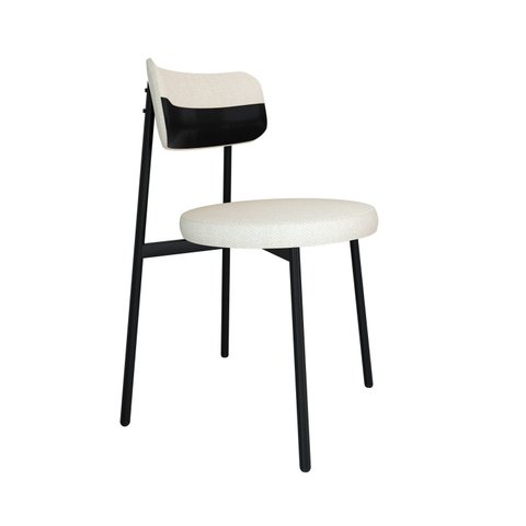 Cadeira Kyta Fixa com 4 Pés 50 x 44,7 x 83,8 cm com 1 Unidade Branco/Palha/Preto