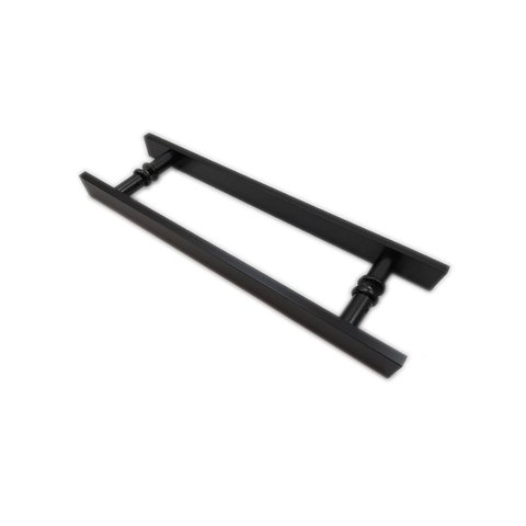 Puxador H duplo 40x30cm reto barra chata para porta de vidro e portão - Preto