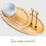 Kit Petisqueira Madeira Oval com Garfinhos e Ramequim - 2