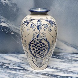Vaso Ceramica Pintado a Mao Arabesco Abacaxi Luiz Salvador - 2
