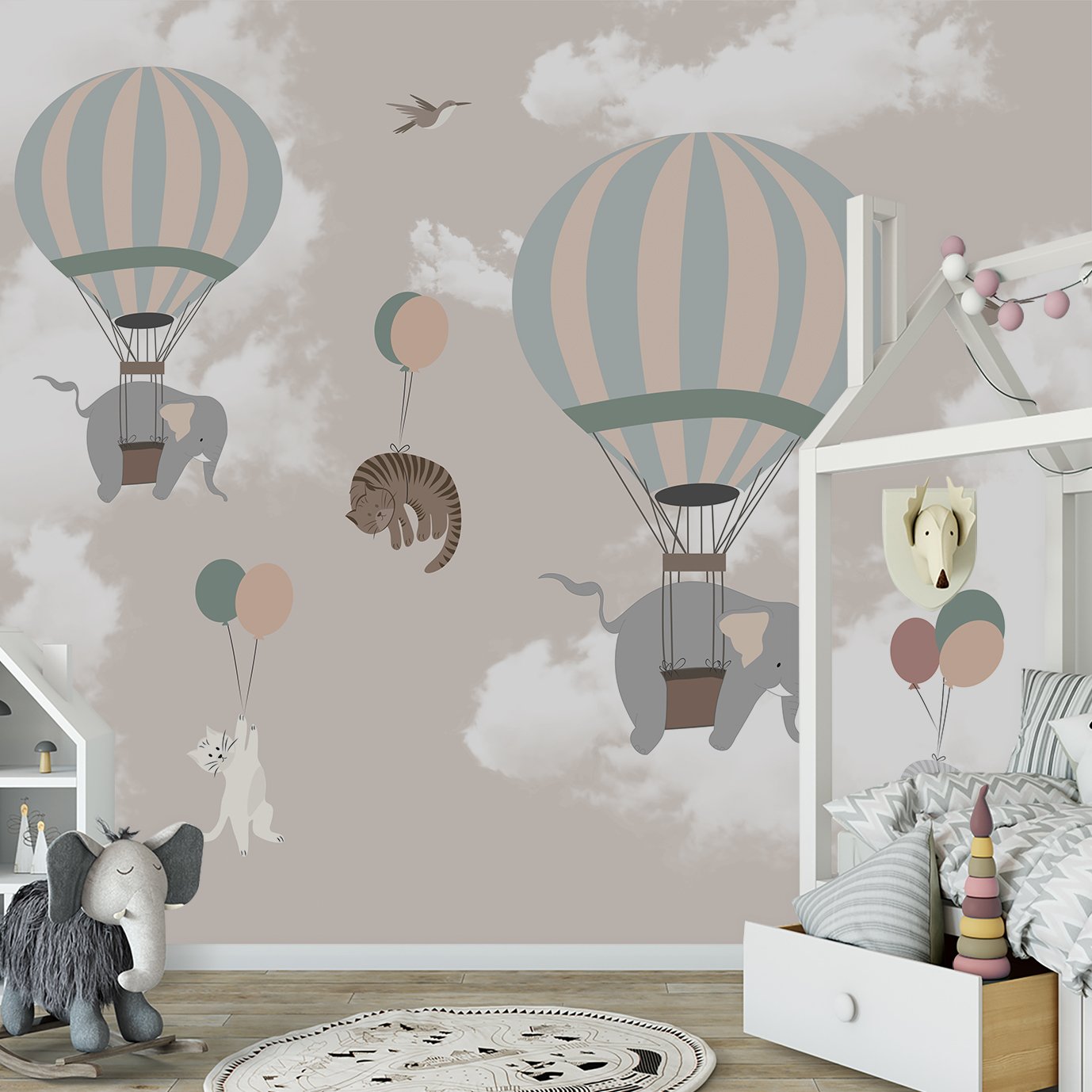 Papel de parede balãozinho menina infantil para quarto de bebê M² PP67 - 2