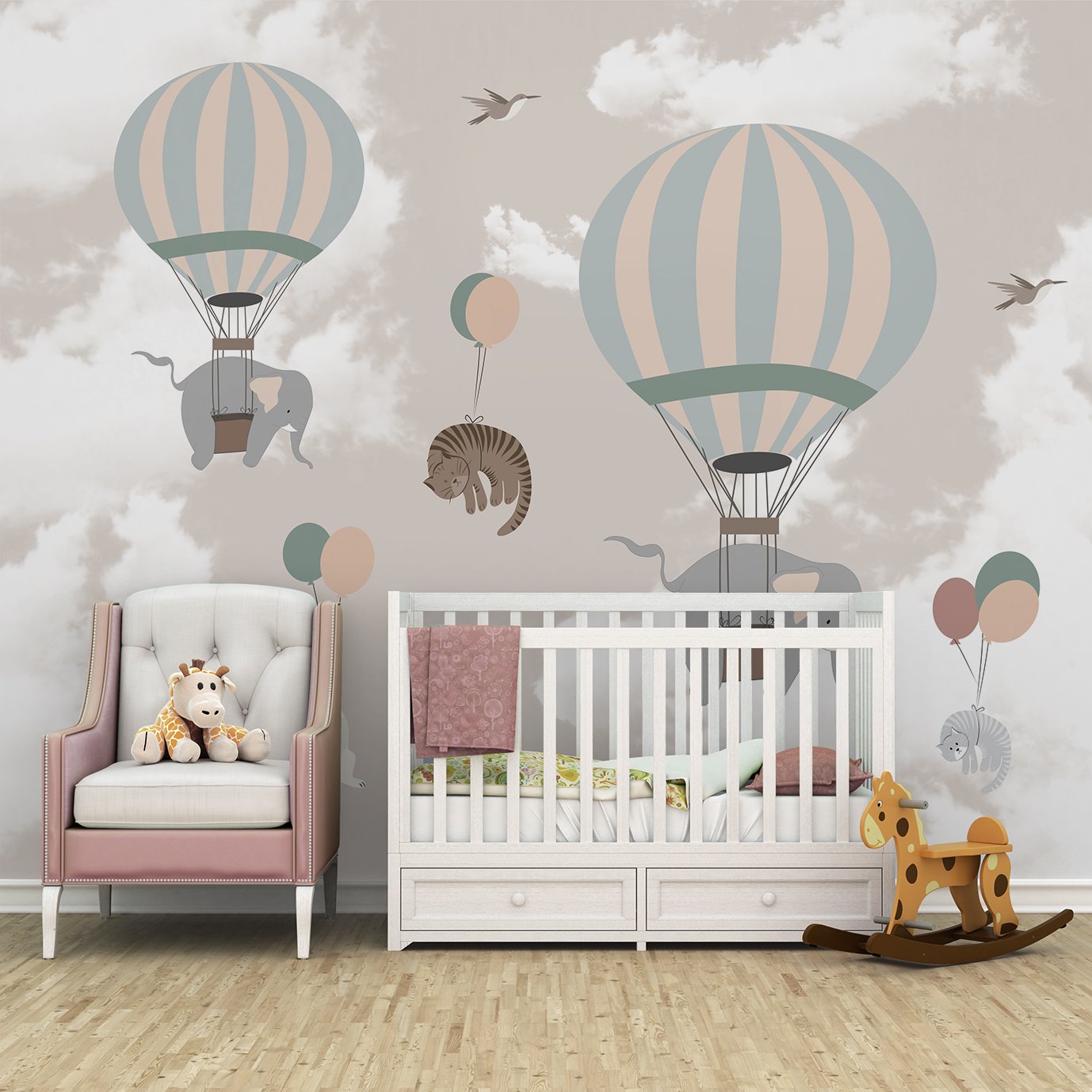 Papel de parede balãozinho menina infantil para quarto de bebê M² PP67 - 3