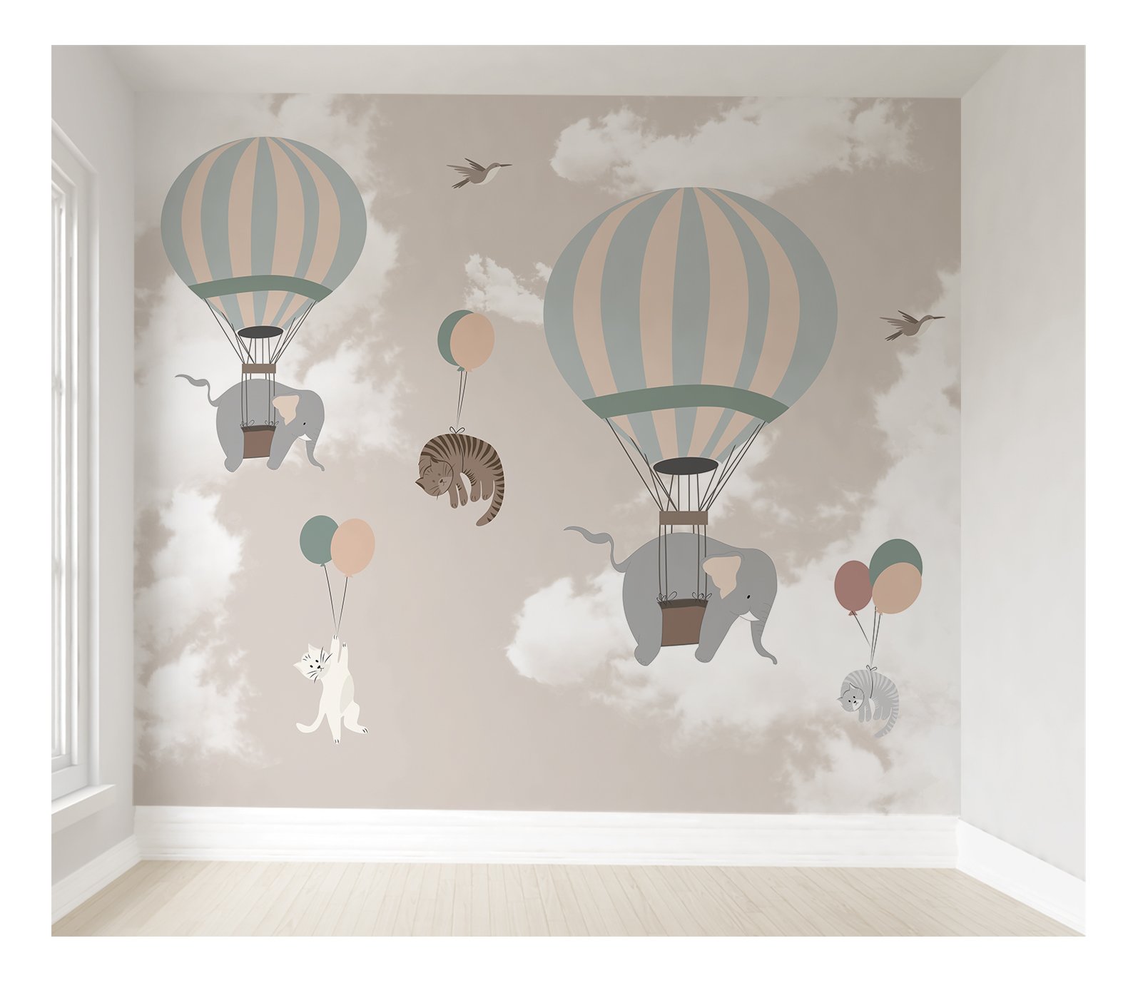 Papel de parede balãozinho menina infantil para quarto de bebê M² PP67 - 1