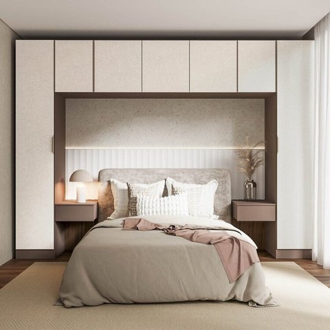 Guarda-Roupa Modulado 7 Peças com 7 Portas Orion CabeCasa MadeiraOriginals Marrom/Mocha/Linho