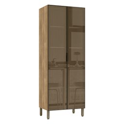 Armário Paneleiro Duplo Cristaleira Viv Aluminum Freijó Preto - Kits Paraná - 1