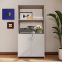 Ver imagem 4 de Armário Estante New City 2 Portas 80 cm Cinza Cristal Gebb Work