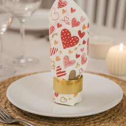 Kit Guardanapo Estampado Corações Branco e Vermelho 40 Folhas 16cm - Tuut - 2
