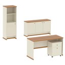 Ver imagem 1 de Conjunto Escritório Office 4 Peças Mesa Gaveteiro Armário Buffet Zeus - Via Nossa - Off White e